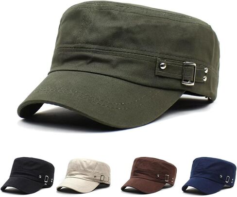 Men’s Hats 3-Pack Cotton Flat Top Military Adjustable Hat for Outdoor Sports and Sun Protection in Saudi Arabia