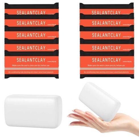 10 Pcs Waterproof Seal Putty, Premium Moldable Duct Seal Repair Clay for Quick Mending Wall Holes, Air Conditioning Openings & Drain Connections(White) in Saudi Arabia