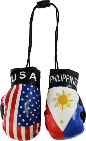 USA and Philippines Novelty Mini Boxing Gloves with Black Snap Connection in Kuwait