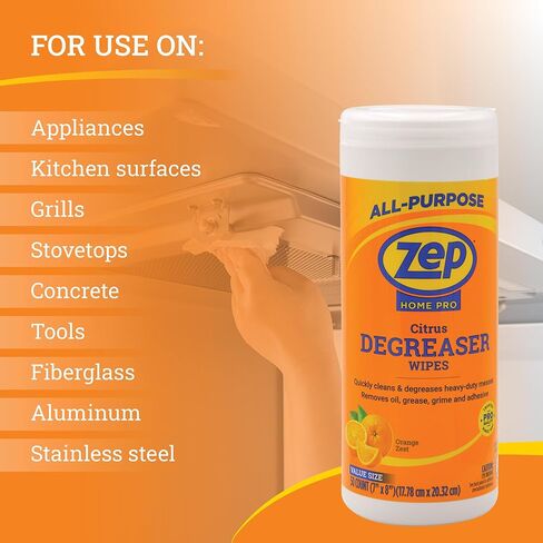 Zep Home Pro Citrus Degreaser Wipes 50 count- R59012 - Quickly cleans and degreases heavy-duty messes in Saudi Arabia