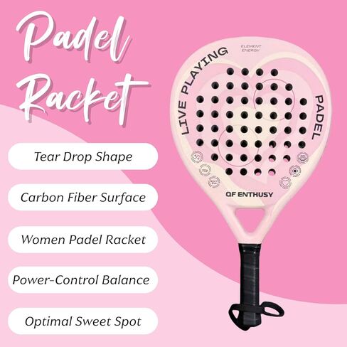 Padel Racket, Carbon Fiber Surface Padel Racquet, Lightweight, Ideal for Training/Matches in Saudi Arabia