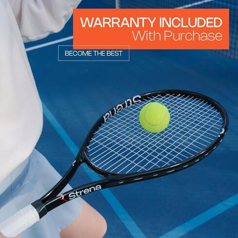 Strena 2-Player Tennis Racket Set - Aluminum Adult Racquets (27 Inch) with Carry Bag - Lightweight Recreational Starter Kit - Grip Size 4 1/4 - Black & White Split Design in Saudi Arabia