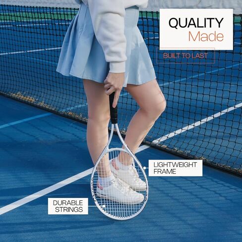 Strena 2-Player Tennis Racket Set - Aluminum Adult Racquets (27 Inch) with Carry Bag - Lightweight Recreational Starter Kit - Grip Size 4 1/4 - Black & White Split Design in Saudi Arabia