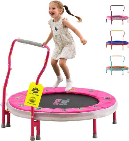 SPORTSOUL Mini Trampoline للأطفال من سن 3 إلى 6 سنوات مع شريط مقبض إسفنجي آمن للغاية، ترامبولين للأطفال بطول 3 أقدام داخلي مع غطاء بدون فجوة للاستخدام الداخلي والخارجي، معتمد من ASTM in Kuwait