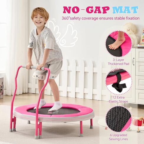 SPORTSOUL Mini Trampoline للأطفال من سن 3 إلى 6 سنوات مع شريط مقبض إسفنجي آمن للغاية، ترامبولين للأطفال بطول 3 أقدام داخلي مع غطاء بدون فجوة للاستخدام الداخلي والخارجي، معتمد من ASTM in Kuwait