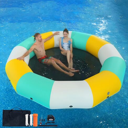 COOLWAVE ترامبولين مائي للبحيرة، ترامبولين عائم لبحيرة حمام السباحة والمحيط مع مضخة in Kuwait