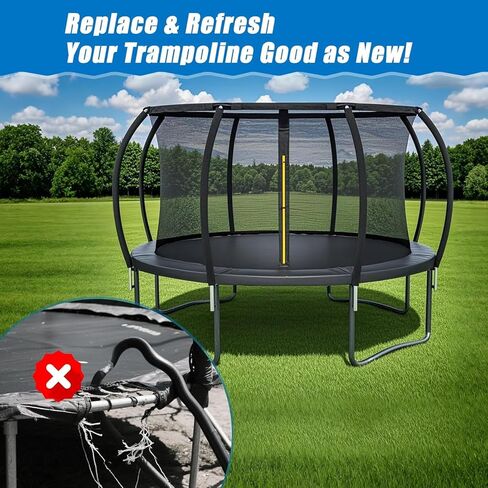 قطعة واحدة بديلة لأعمدة الترامبولين، قطع غيار عالمية لملحقات الترامبولين، تناسب 8-14 قدمًا، تتضمن غلافًا إسفنجيًا وأجهزة مع طريقتين للتثبيت in Kuwait