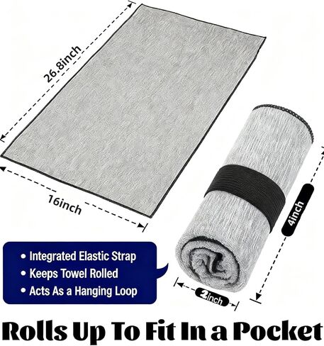 مناشف رياضية من الألياف الدقيقة 3 عبوات، منشفة تمرين سريعة الجفاف، منشفة عرق سريعة الجفاف للرجال والنساء، معدات التمرين، اليوغا، التخييم، المشي لمسافات طويلة، هدايا الصالة الرياضية - 16x26.8 بوصة، رمادي منقط in Kuwait