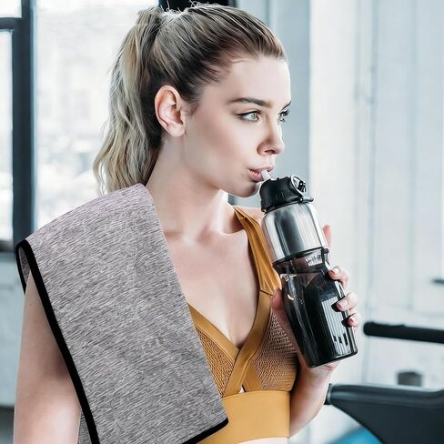 مناشف رياضية من الألياف الدقيقة 3 عبوات، منشفة تمرين سريعة الجفاف، منشفة عرق سريعة الجفاف للرجال والنساء، معدات التمرين، اليوغا، التخييم، المشي لمسافات طويلة، هدايا الصالة الرياضية - 16x26.8 بوصة، رمادي منقط in Kuwait