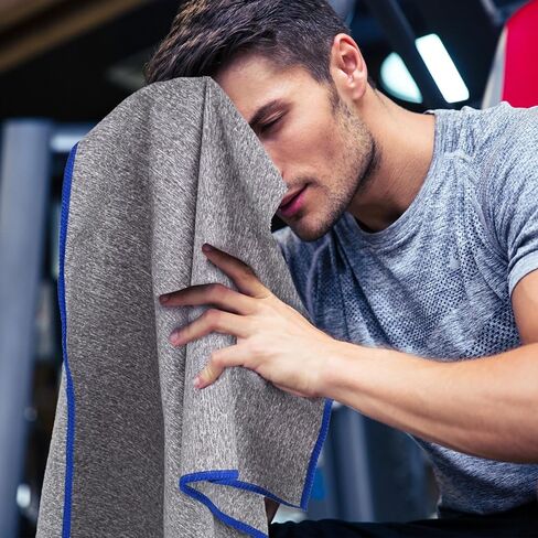 مناشف رياضية من الألياف الدقيقة 3 عبوات، منشفة تمرين سريعة الجفاف، منشفة عرق سريعة الجفاف للرجال والنساء، معدات التمرين، اليوغا، التخييم، المشي لمسافات طويلة، هدايا الصالة الرياضية - 16x26.8 بوصة، رمادي منقط in Kuwait