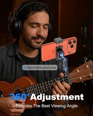 Guitar Capo with Phone Holder [Precise Tuning] All Metal Guitar Phone Holder for Electric Guitar/Bass/Ukulele, 360° Adjustable Guitar Phone Mount for iPhone 17 Pro Max 16 15 Ai Plus in Kuwait