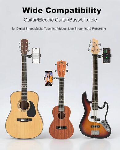 Guitar Capo with Phone Holder [Precise Tuning] All Metal Guitar Phone Holder for Electric Guitar/Bass/Ukulele, 360° Adjustable Guitar Phone Mount for iPhone 17 Pro Max 16 15 Ai Plus in Kuwait