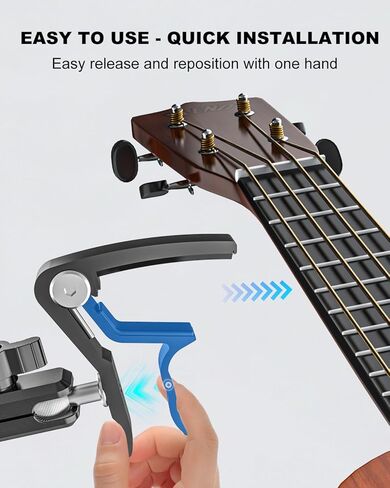 Guitar Capo with Phone Holder [Precise Tuning] All Metal Guitar Phone Holder for Electric Guitar/Bass/Ukulele, 360° Adjustable Guitar Phone Mount for iPhone 17 Pro Max 16 15 Ai Plus in Kuwait