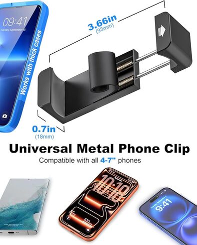 Guitar Capo with Phone Holder [Precise Tuning] All Metal Guitar Phone Holder for Electric Guitar/Bass/Ukulele, 360° Adjustable Guitar Phone Mount for iPhone 17 Pro Max 16 15 Ai Plus in Kuwait