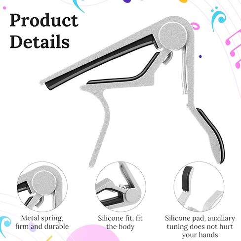 12 Pcs Guitar Clamp Capo Aluminum Metal Universal Acoustic and Classical Electric Guitars Capo Clamp for Various Types Lightweight String Instrument(Red, Gold, Silver, Black) in Saudi Arabia