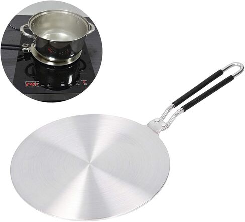 Stainless Steel Heat Diffuser Induction Adapter Plate with Anti-scalding Silicone Handle Universal for Gas Electric Cookers Kitchen Utensil Various Pots in Kuwait