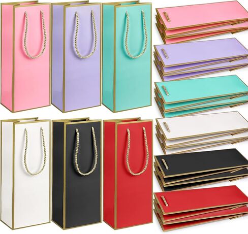 KEEPARTY 18 PCS Wine gift bag 5 "x 4" x 13 "Loose Wine Bottle Gift Bag Paper gift bag with handle and gold foil print for wedding party anniversaries in Kuwait