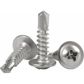 200 قطعة #8×1 بوصة براغي ذاتية التنصت باللون الفضي، 410 براغي معدنية من صفائح الفولاذ المقاوم للصدأ، براغي سريعة برأس تروس، مادة عالية القوة للبلاستيك المعدني والخشب in Kuwait