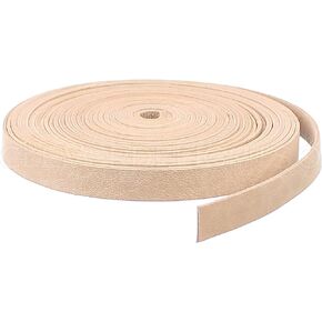 CleverDelights 3/8" Leather Strap - Natural Color - 15 Feet - 9.5mm Genuine Leather Strip