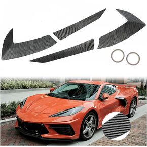 Kojem Carbon Fiber Side Fender Vent Door Garnish Compatible with 2020-2023 Chevrolet Corvette C8 Z51 Stingray Air Outlet Cover Trim