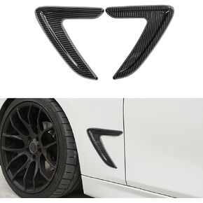 Qiilu Car Fender Side Vents, Fender Decorative Stickers, ABS Carbon Fiber Air Flow Intake Hole Grille Spoiler Auto Exterior Accessories for 3 Series F30 2012-2016