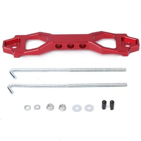 Battery Hold Down Sets, Heavy Duty Battery Hold Down Bracket with Billet Aluminum Tie Down Bracket with J Bolts for Car Battery Mount Bracket Hold Lock Accessories Red