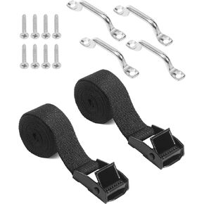 1" x 48"(4ft) Battery Tie Down Strap,Car Accessories Cooler Tie Down Strap Kit with Stainless Steel Cam Buckle Mounts and SS Screws,Battery Box Hold-Down Strap for Boats,Trailer,Luggage Belt
