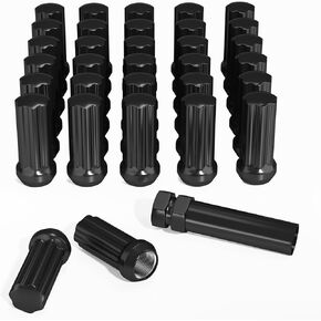9/16-18 Spline Lug Nuts,32 PCS Chrome Wheel Lug Nuts with Socket Key,2 inches Length with Cone Seat for Aftermarket Wheels