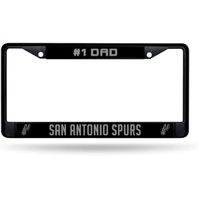Rico Industries NBA San Antonio Spurs #1 DAD Black Chrome Frame W' Decal Insert 12" x 6" Car/Truck Auto Accessory