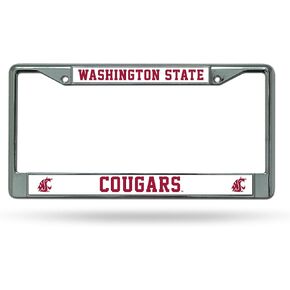 Rico Industries NCAA Washington State Cougars Standard Chrome License Plate Frame, 6 x 12.25-", Team Color