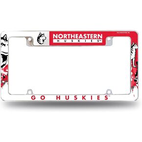 Rico Industries NCAA Northeastern Huskies Primary 12" x 6" Chrome All Over Automotive License Plate Frame for Car/Truck/SUV