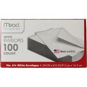 Mead #6 3/4 White Envelopes #75100, 100 Count, 2-pack (200 Total)