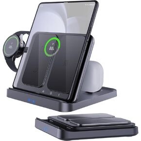 Wireless Charger Station for Samsung Z Fold 5, ANPULES 3 in 1 Foldable Fast Wireless Charging Stand Dock for Samsung Galaxy Z Fold4/3,Flip 5/4, Wireless Charger for Watch 6/6 Classic, Buds 2/Pro/Live
