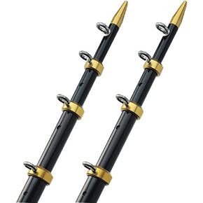 TACO Marine OT-0541BKA15-HD Aluminum Tele-Outrigger Pole - 1-1/2" x 15', Black/Gold
