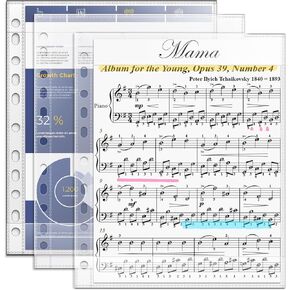 Music Folder Sleeves, 20 PCS Choral Music Folder Sleeves, Heavyweight Sheet Music Sleeves for Music Binder, 8.5×11 Sheet Protectors