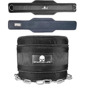 Dip Belt for Weightlifting, Weighted Belt with Chain for Pullup, Gym Lifting Belt for Powerlifting, Squat, Bodybuilding, Heavy Duty Steel, Workout Belt with Comfortable Neoprene Support