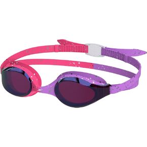 Speedo Train Like A Team Junior Swim Goggles Mirrored Hyper Flyer - Flare Pink-Sweet Purple/Vermillion/Iris Mirror, One Size