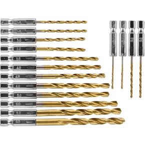 مجموعة لقم مثقاب سداسية عرقوب 16 قطعة، مجموعة لقم مثقاب ملتوية من التيتانيوم، لقم مثقاب فولاذية عالية السرعة، مجموعة لقمة مثقاب سريعة التغيير، لقم حفر ملتوية من الخشب للصلب والمعادن والبلاستيك (1/16-3/8 بوصة) in Kuwait