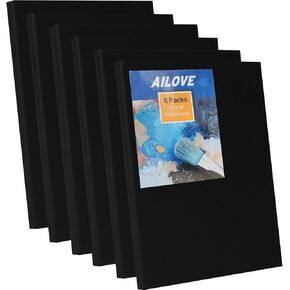 AILOVE Black Canvas,8x10 Inch 6-Pack, 100% Cotton Primed Acid-Free Stretched Black canvases for Painting, Art Supplies for Acrylic Pouring, Oil Painting and Watercolor Paints in Saudi Arabia