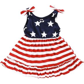 فستان LYSMuch للفتيات الصغيرات في الرابع من يوليو، فستان عيد الاستقلال للأطفال، ملابس وطنية بعلم أمريكي in Kuwait