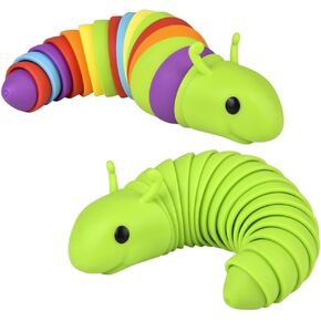 Sensory Fidget Slug Toys- 2 Pcs Wiggle Caterpillar Fidget Toy Set- Swivels, Sways and Wriggles- Cute Autistic Sensory Slug Fidget Toy Set for Kids Age 3+ Year Old- Stress Relief Toys for ADHD