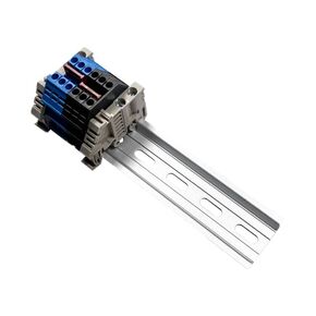 DIN Rail Terminal Blocks Kit 12 Connection International Connector Dinkle DK2.5N with Jumpers, 12-22 AWG, 20 Amp, 600 Volt UL (Beige & Green)