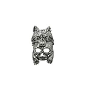 Wolf Skull Pin, Dog, Skeleton, Skull, G132, Norse, Celtic, Gothic, Medieval, Pins, Lapel, Brooch, Brooches, Hat, Backpack, Handmade in the USA, Over 100 Gothic Designs Available, Pewter