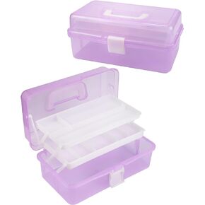 Eujqo Craft Storage Organizer Box Tackle Box Organizer Hair Accessories Organizer for Girls 3 Layer Plastic Tool Box Craft Carrying Case Medicine Box Sewing Supplies Organizer Snackle Box Container