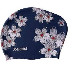 Womens Silicone Swim Cap for Long Hair, Ergonomic Design， High Elasticity Thick Silicone Swimming Caps for Women Kids Men Adults Boys Girls