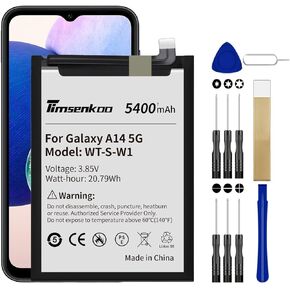 Upgraded 5400mAh Replacement Battery WT-S-W1 for Samsung Galaxy A14 5G SM-A146U SM-A146U1 SM-A146B SM-A146P SM-A146W SM-S146VL SM-A146M Battery with Repair Tool Kits