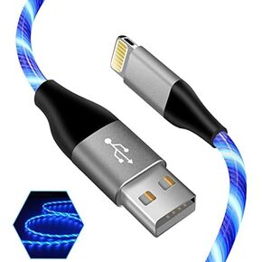 LED iPhone Light up Charger Cable, | Apple MFi Certified | USB A to Lightning Fast Charging Cord Compatible with iPhone 13 Pro Max 12 Mini 11 X XS XR 8 7P 6S 5S iPad iPod Touch More (3FT, Blue)