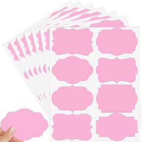 3" x 2" Valentine's Day Gift Tag Stickers, Blank Pink Stickers with 8 Shapes, Christmas Name Tag Stickers to Write On, Moving Name Tags for Gifts,Bags,Labeling,Food(320 Pcs)