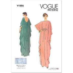Vogue Misses' Pullover Caftan Sewing Pattern Kit, Design Code V1886, Sizes XS-S-M-L-XL-XXL, Multicolor