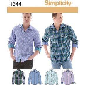 Simplicity 1544 نمط خياطة القميص الرجالي ذو الأزرار، 34-42